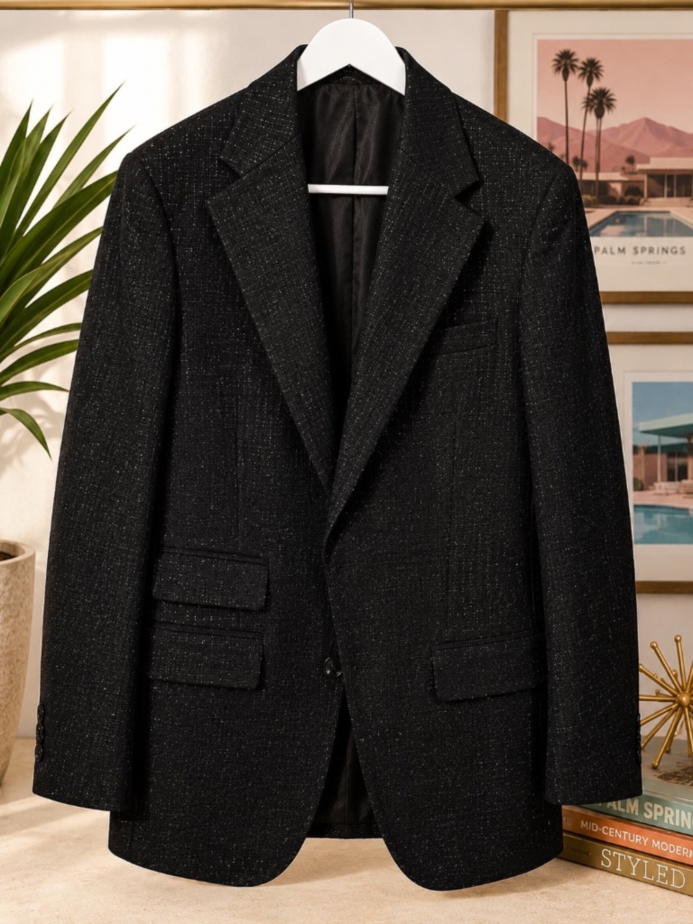 Mr Turk Trina Turk Men’s 42L Black Metallic Evening Blazer Sport Coat